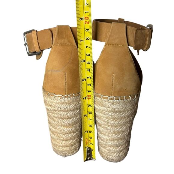 Marc Fisher Annie Camel Leather Platform Espadrille Wedge Sandal Women’s Sz 8.5 - Picture 7 of 10